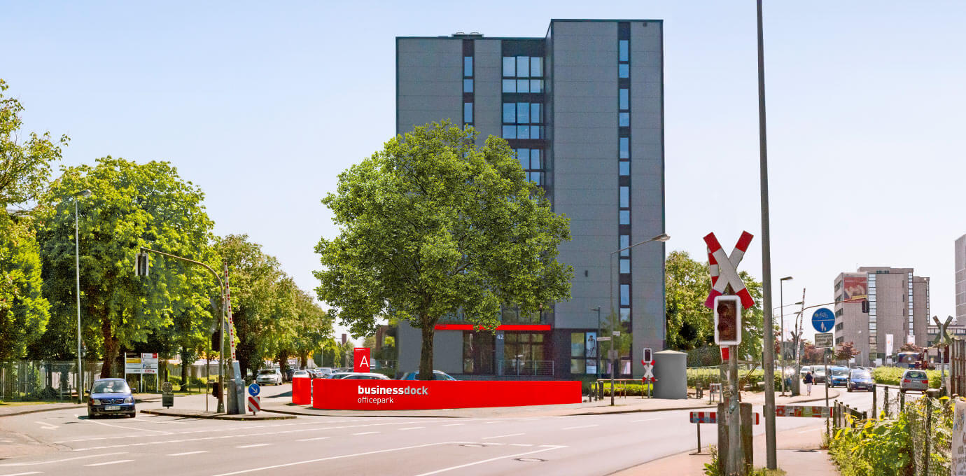 Zukünftige Ansicht des businessdock officeparks in Münster gestaltet von Georg Design