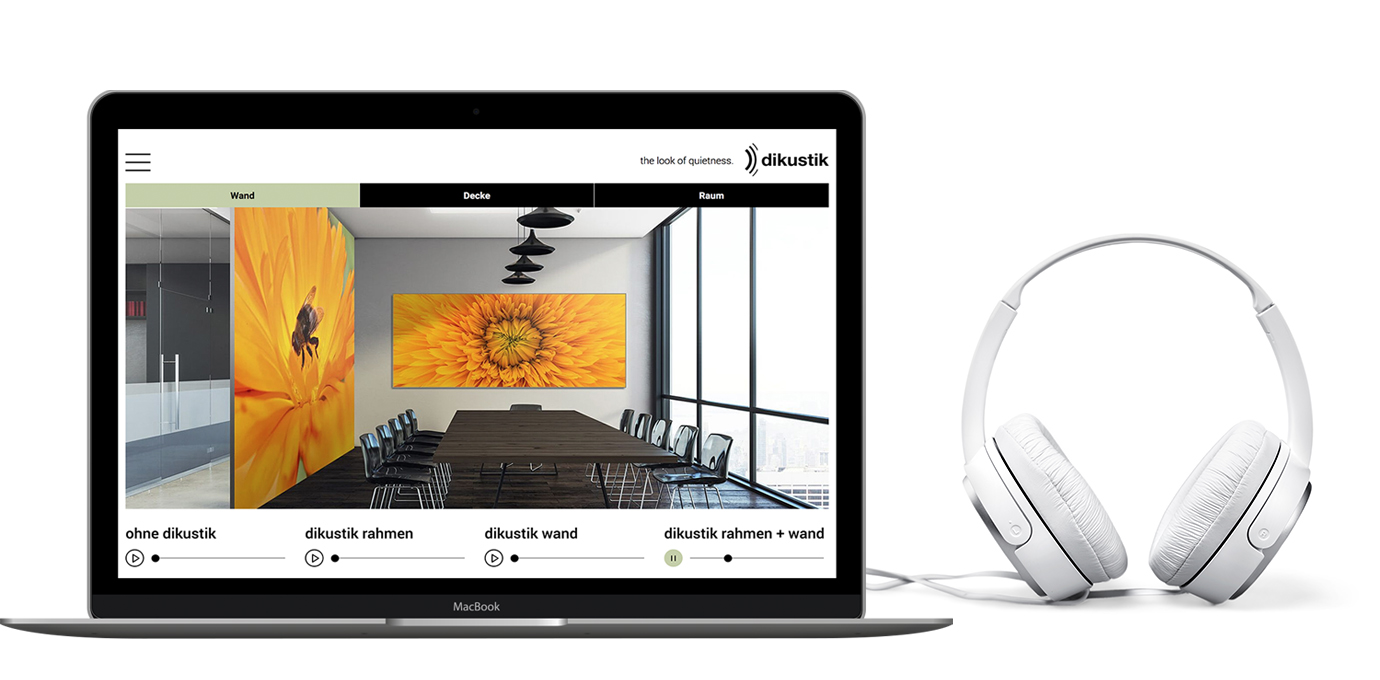 MAn sieht den neuen Akustiksimulator von Dikustik auf der neuen Website von georg design