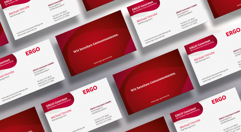 Neu gestaltete Visitenkarten für die ERGo Gourmet im neuen Corporate Design
