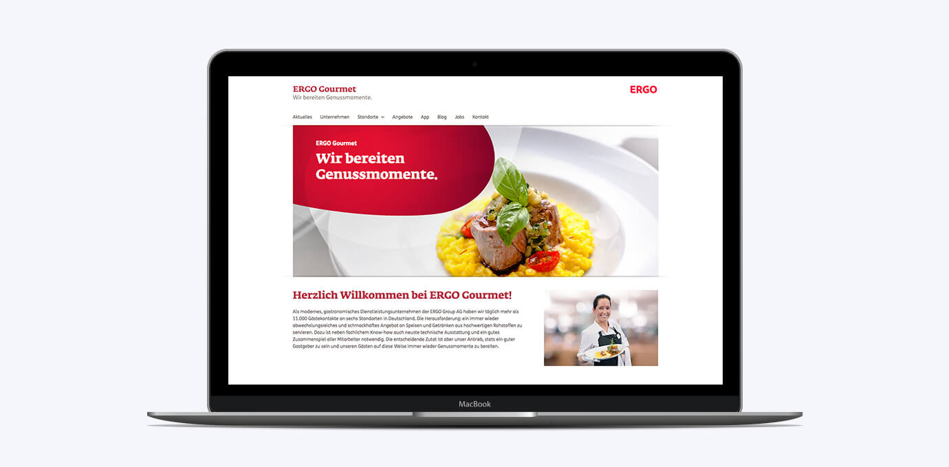 Desktopansicht der von Georg Design neu gestalteten ERGO Gourmet Website