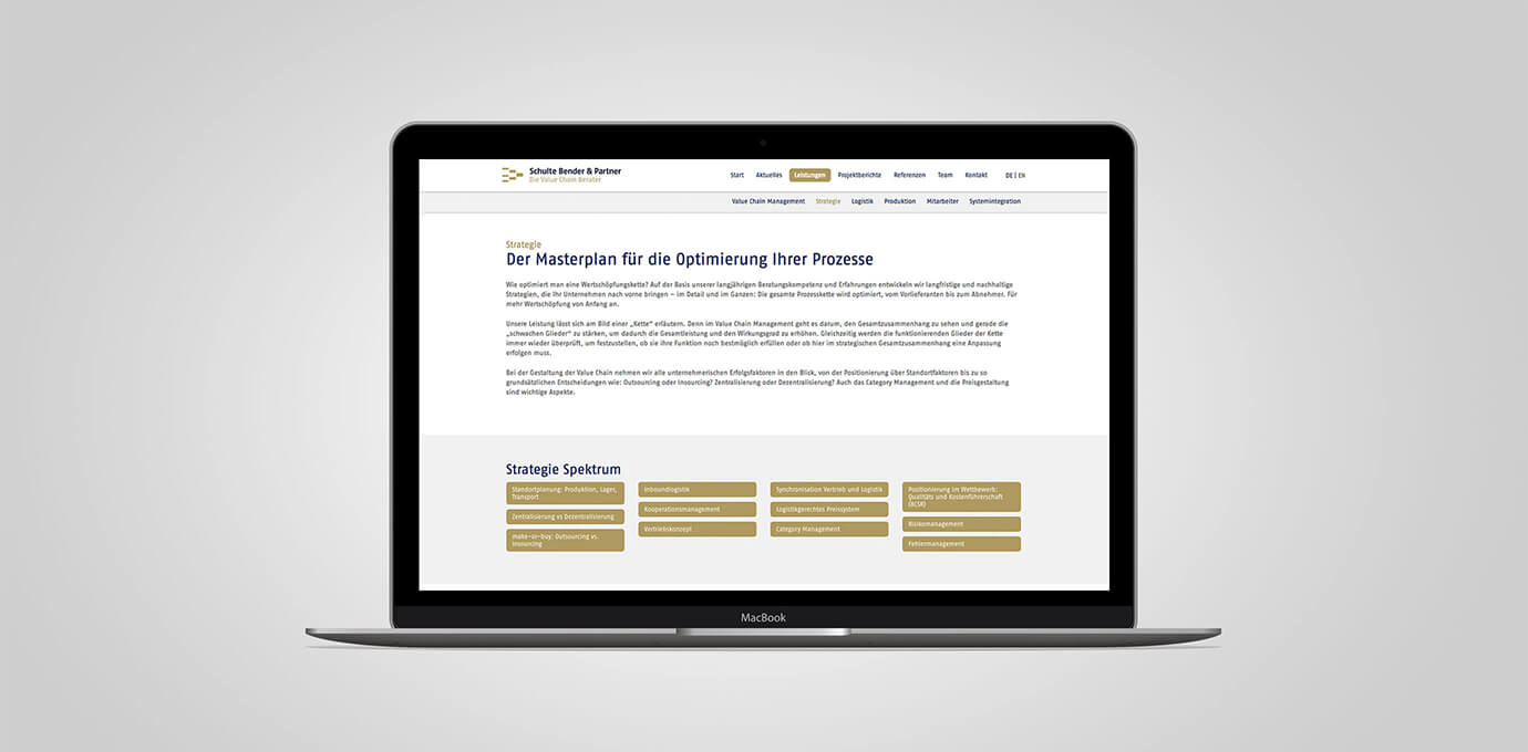 Desktopansicht der responsiven Website von Schulte Bender & Partner