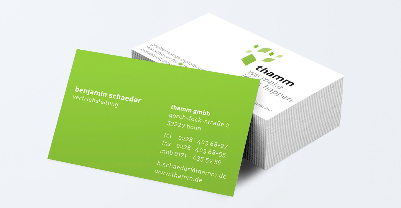 Neu gestaltete Visitenkarten der Thamm GmbH